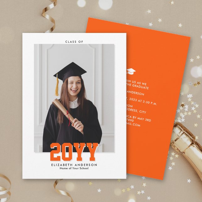 Faire-part Classe de 2024 Classic Typography Graduation Photo (Créateur téléchargé)