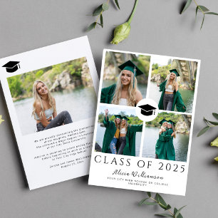 Faire-part Classe de 2024 moderne 5 photo collage graduation