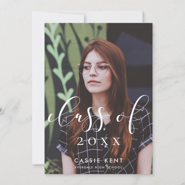 Faire-part Classe de 2025 élégante photo de graduation (Devant)