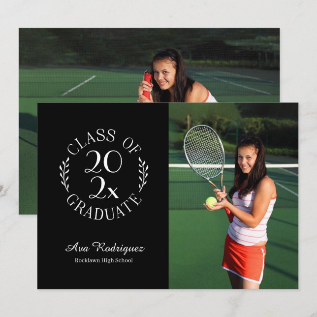 Faire-part Classe de 2025 Graduate 2 Photo Black Graduation (Devant / Derrière)