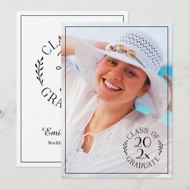 Faire-part Classe de 2025 Graduate Photo Typographie moderne (Devant / Derrière)
