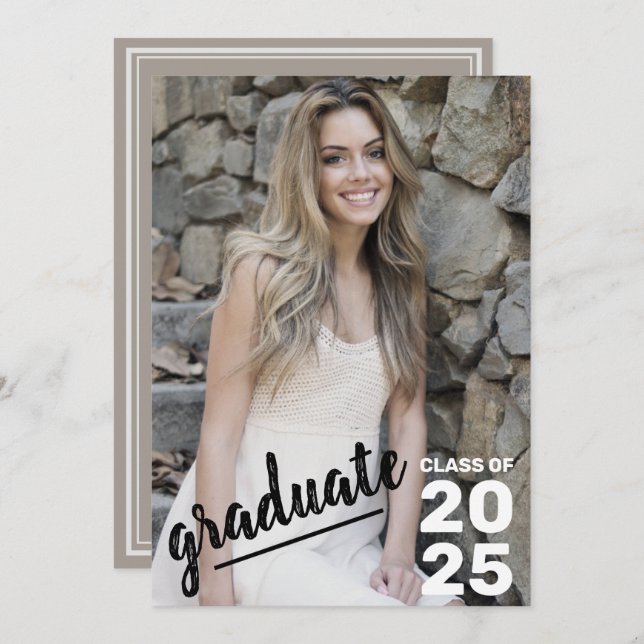 Faire-part Classe de 2025 Modern Photo Lycée Graduation (Devant / Derrière)