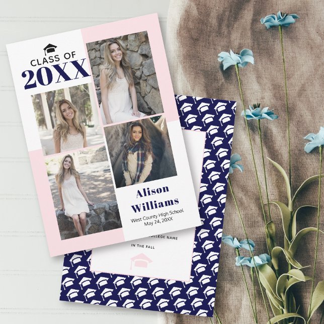 Faire-part Classe de 2025 quatre photos broussaillement, dipl (Créateur téléchargé)