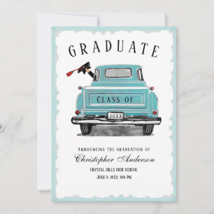 Faire-part Classe de Camion bleu vintage de 2025 Graduation