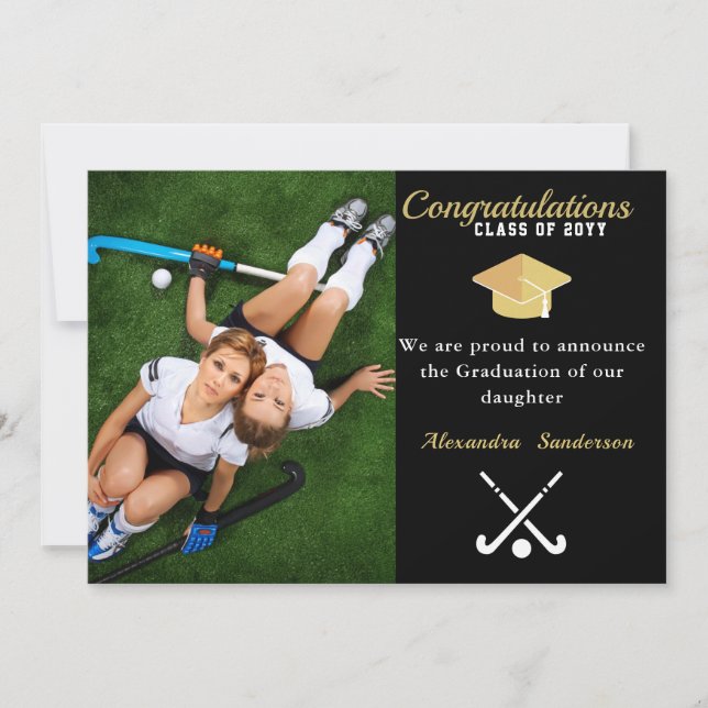 Faire-part Classe de graduation de la photo de hockey sur gaz (Devant)