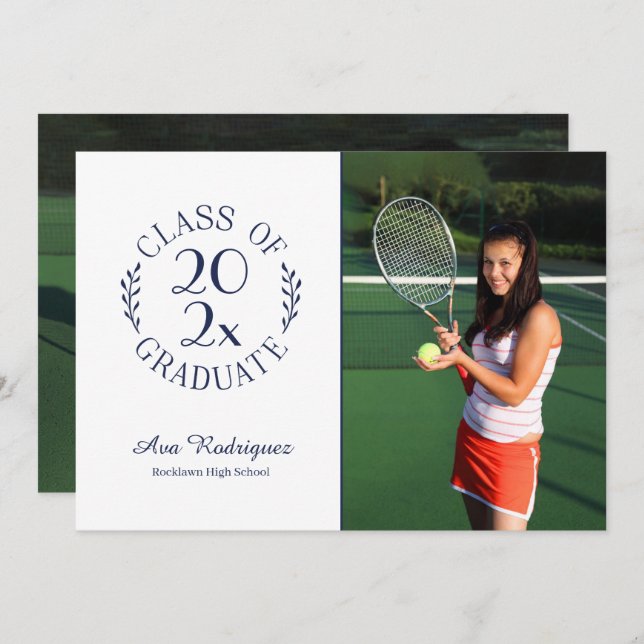 Faire-part Classe des diplômés Classique 2 Photo Marine Gradu (Devant / Derrière)