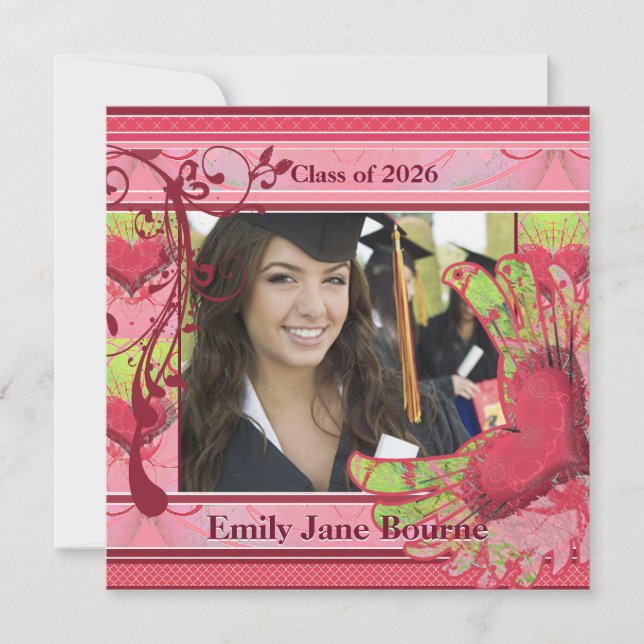 Faire-part Classe d'image de la graduation en Coeur à ailes r (Devant)