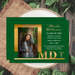 Faire-part Classé Elegant Gold MD Caduceus 1 Photo Dk Green