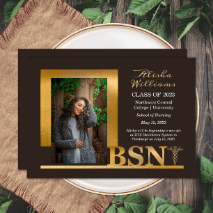 Faire-part Classé Elegant Or BSN Caduceus 1 Photo Dk Brown