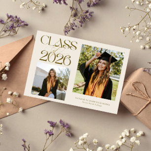 Faire-part Classe élégante de 2026 Typographie Grad Photo Crè