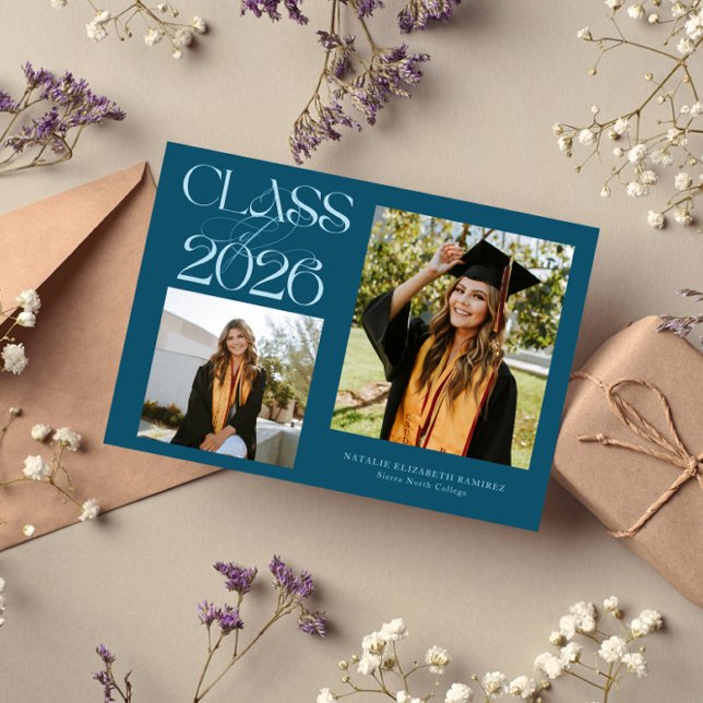 Faire-part Classe élégante de typographie de graduation 2026  (Créateur téléchargé)