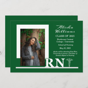 Faire-part Classe Élégante RN Caduceus 1 Photo Dk Green