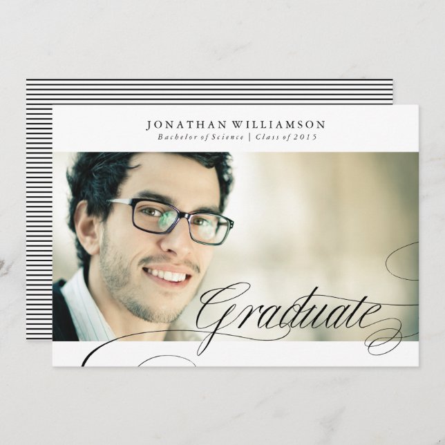 Faire-part Classé Formal Élégant Script Gradué (Devant / Derrière)