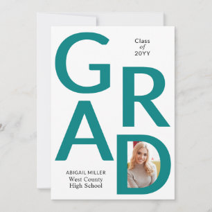 Faire-part Classe GRAD bleu turquoise de 2025