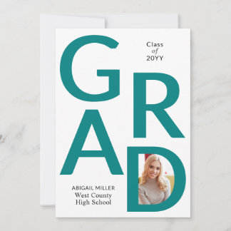 Faire-part Classe GRAD bleu turquoise de 2025