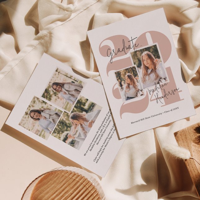 Faire-part Classe moderne Année 5 photo Collage Graduation (Créateur téléchargé)