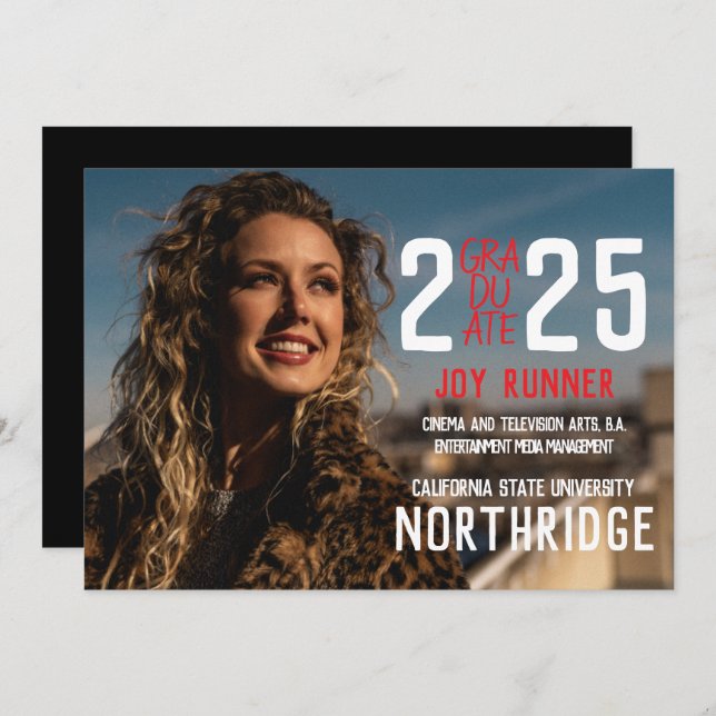 Faire-part Classe moderne audacieuse de 2025 - Diplôme photo (Devant / Derrière)