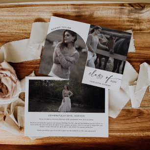 Faire-part Classe moderne Boho Arch de 2024 3 Graduation Phot