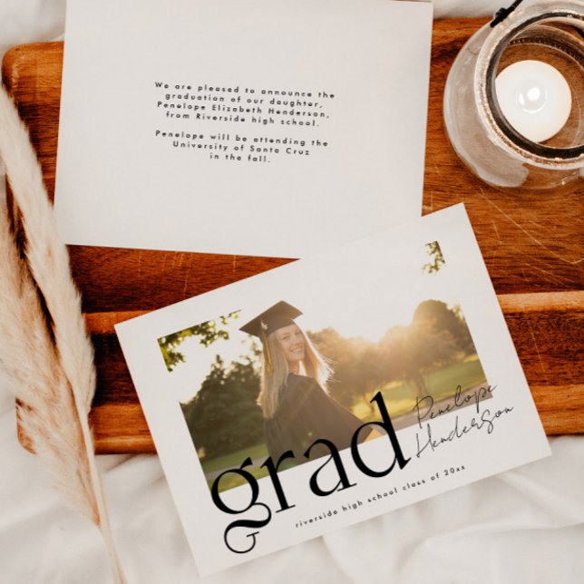 Faire-part Classe moderne Noir et Blanc de 2025 Graduation (Créateur téléchargé)