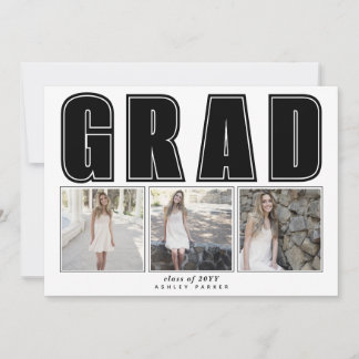 Faire-part Classe noire moderne de 2025 GRAD graduation photo