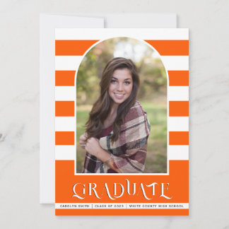 Faire-part Classe orange vibre de 2023 Arch photo graduation