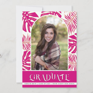 Faire-part Classe tropicale Magenta de 2023 graduation photo