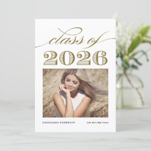 Faire-part Classe Vintage d'or de 2025 Photo Graduation