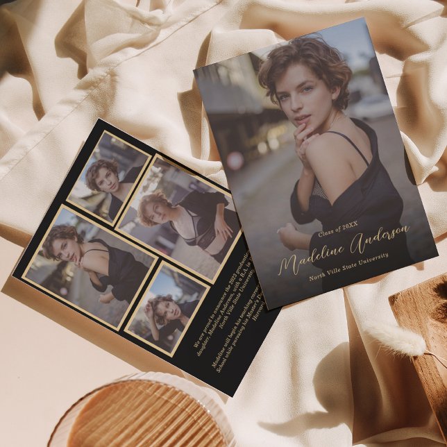 Faire-part Classic Black Gold Photo Graduation (Créateur téléchargé)