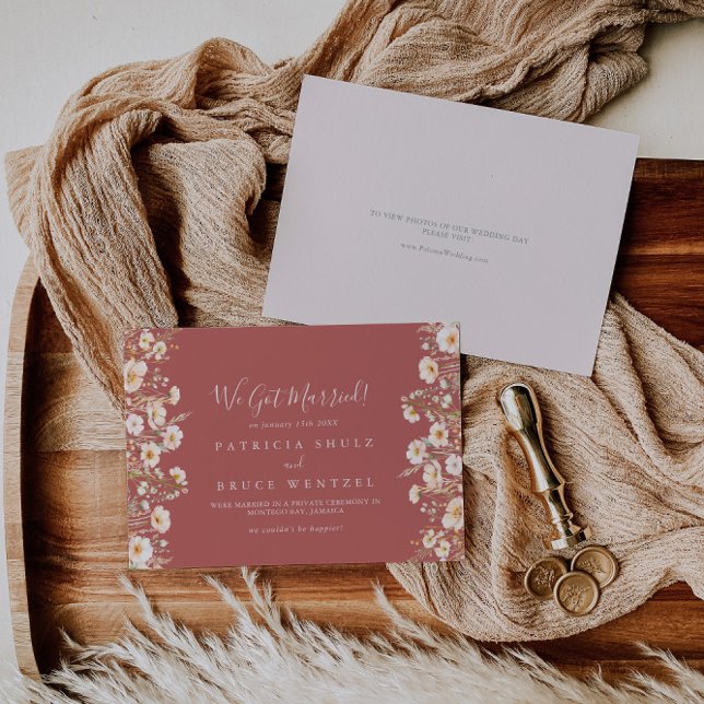 Faire-part Classic Boho Blush Fleur sauvage Elopement (Créateur téléchargé)