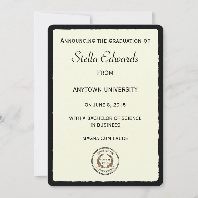 Faire-part Classic de Graduation Coins ronds (Devant)