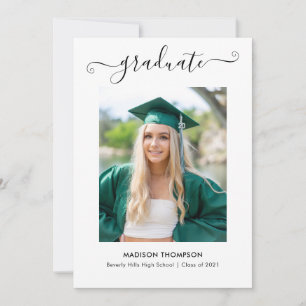 Faire-part Classic Elegant Calligraphy Graduation Photo