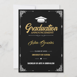 Faire-part Classic Élégant Script Black Graduation