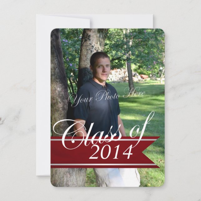 Faire-part Classic Grad 2014 Varsity Banner Red Photo (Devant)