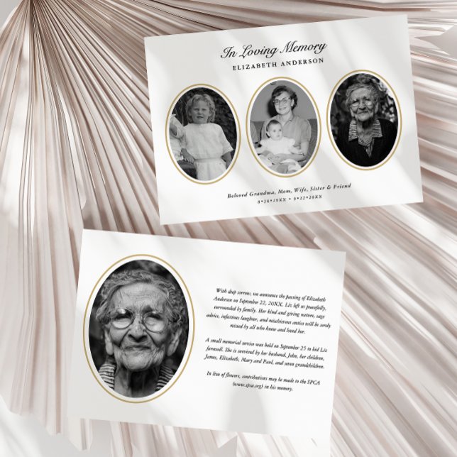 Faire-part Classic Modern 4-Photo Printed/Downloadable Death (Créateur téléchargé)