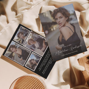 Faire-part Classic moderne photo noir collage Graduation