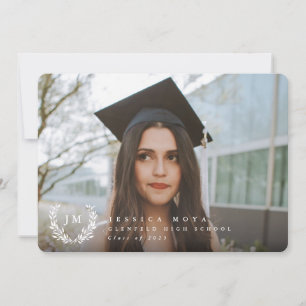 Faire-part Classic Monogramme/Laurel Wreath 2 Photo Graduatio