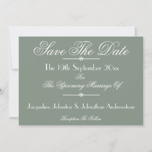 Faire-part Classic Script Sage Green Enregistrer La Date