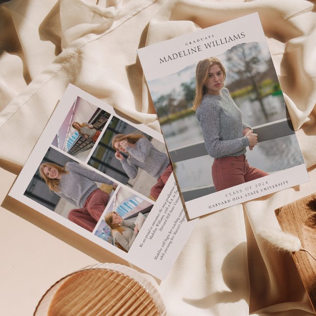 Faire-part Classic Simple 5 Photo Graduation Collage (Créateur téléchargé)