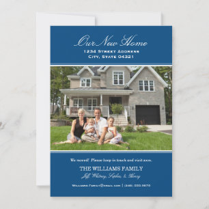 Faire-part Classique Bleu Notre Nouvelle Maison Photo