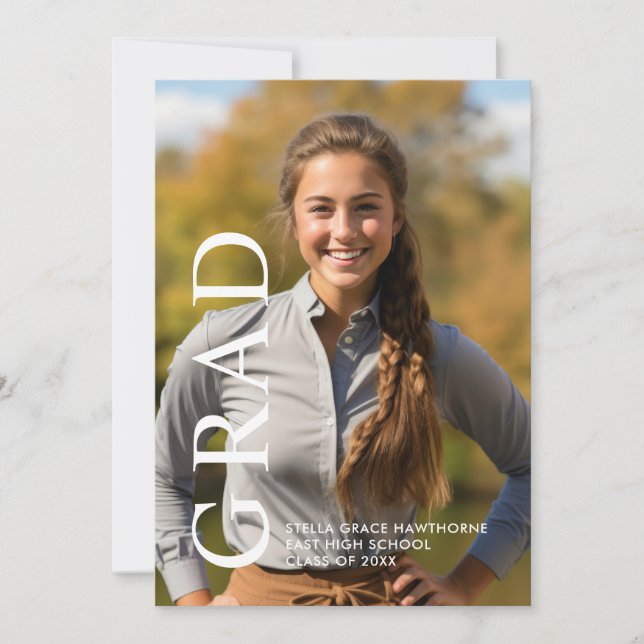 Faire-part Classique Moderne Minimaliste Diplômé (Devant)