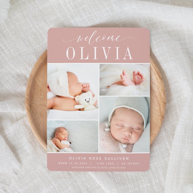 Faire-part Classique quatre | Photo Collage Naissance (Créateur téléchargé)