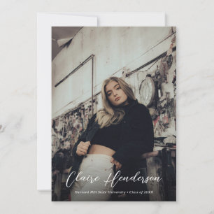 Faire-part Classy Script Mustard Photo Collage Graduation