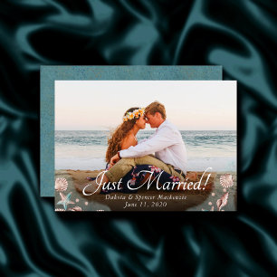 Faire-part Coastal Chic   Mariage photo Turquoise et Coral Re