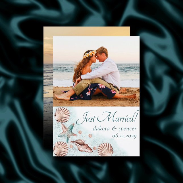 Faire-part Coastal Chic | Photo de mariage sur le thème du ré (Créateur téléchargé)