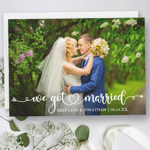 Faire-part Coeur de calligraphie moderne Nous avons épousé un