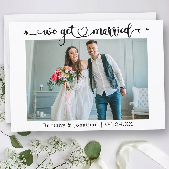 Faire-part Coeur de calligraphie Nous avons épousé un Mariage (Customize to change your personalized text size, text style or to add text to back of card.)