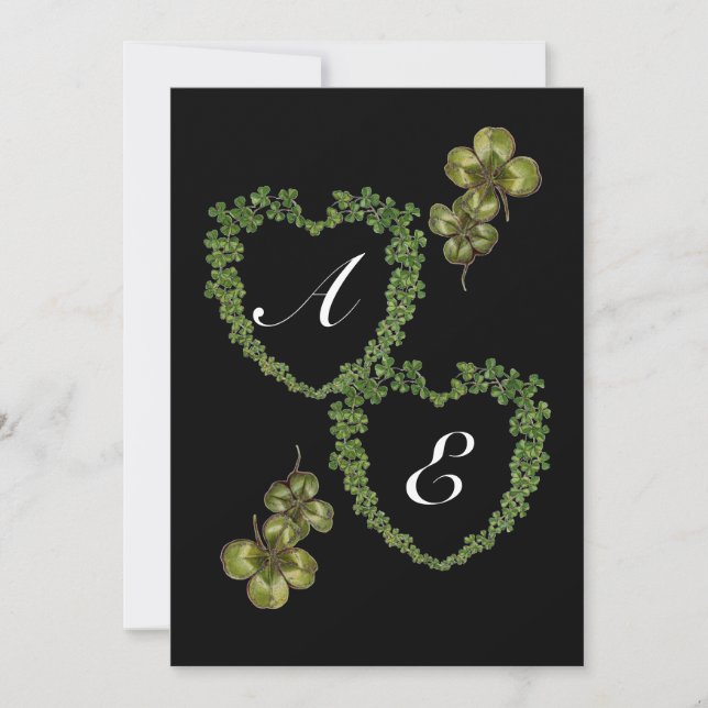 Faire-part cœur de trèfle en monogramme glace (Devant)