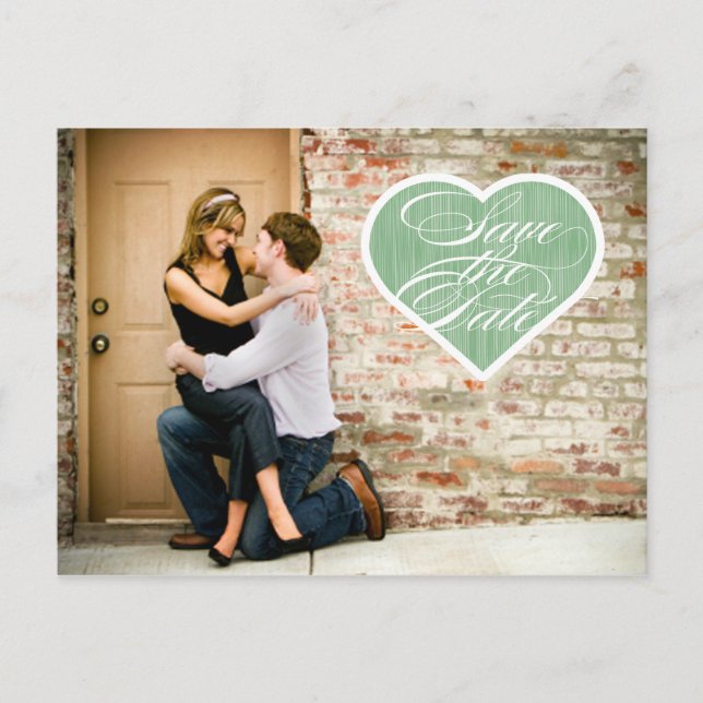 Faire-part Cœur | Photo Enregistrer la date Carte postale (Devant)
