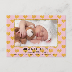 Faire-part Coeurs de Parties scintillant rose/or - 3x5 Faire-