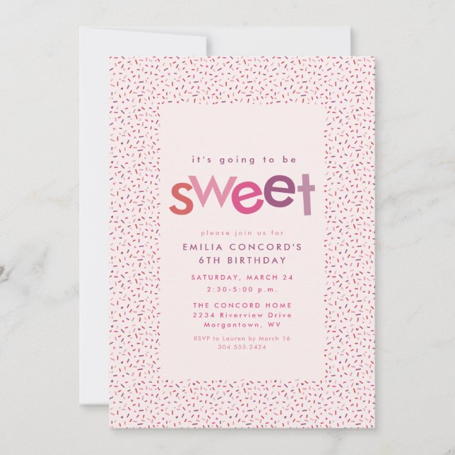 Faire-part Coeurs doux et saupoudrer de fête d'anniversaire r (Devant)